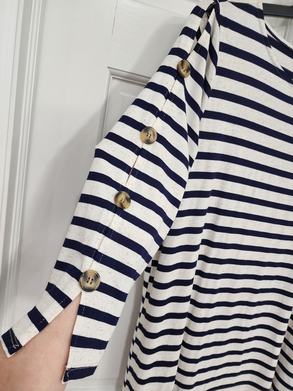 89th & Madison Cute Nautical Summer Navy and White Striped Quality Tunic 1X Plus